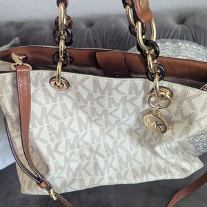 Michael Kors Cream and Brown Women's Bag